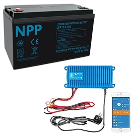 NPP Power 160Ah litiumpakkeløsning med Bluetooth + IP67 12/25 lader