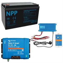 NPP Power 160Ah litiumbatteri med Bluetooth + IP67 12/25 lader og omformer