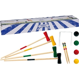 Krokketspill i tre klassisk hagespill med 4 køller på 60 cm