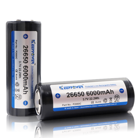 Keeppower 26650 P2660C 3,6 Volt Li-Ion-batteri 6000 mAh med sikkerhetskrets