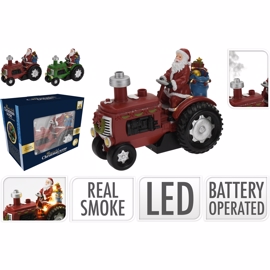 Julenissen på traktor LED opplyst