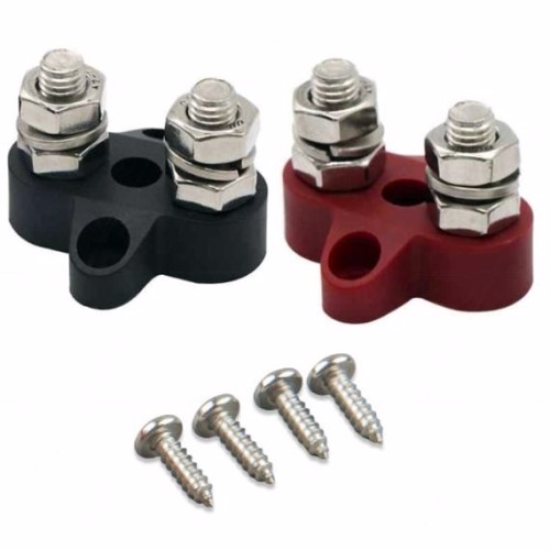 Dual Terminal Stud M8 Connected Set (1 rød/1 svart)