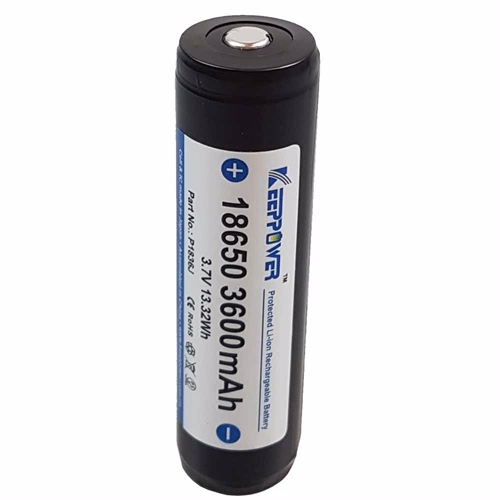 Keeppower 18650 3,6 volt Li-Ion batteri 3600 mAh med sikkerhetskretsløp