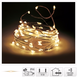 LED lyskjede 80 LED Varmhvit (7,9m) med 8 funksjoner