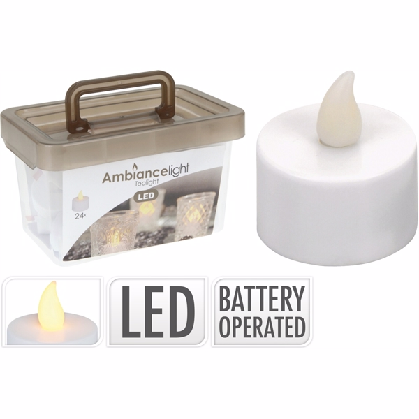 Stearinlys LED 24 pakke hvit inkl batterier 