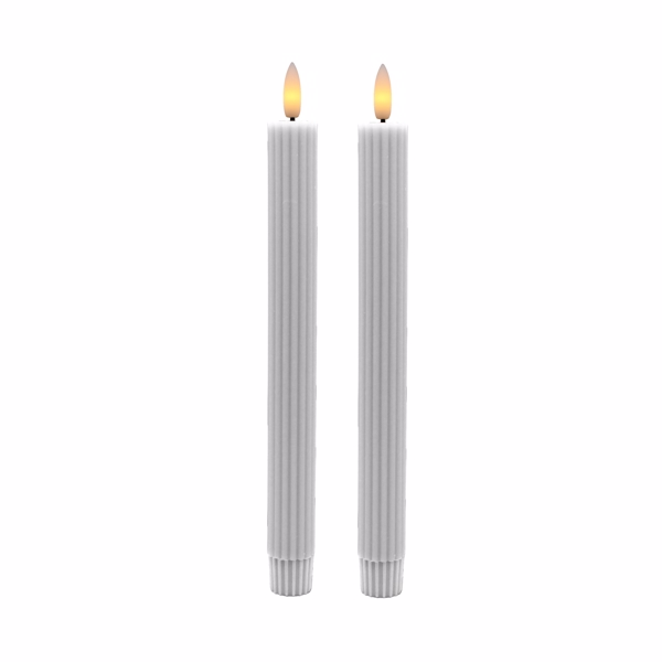 Riflet LED Kronelys med 3D flamme hvit, 2 stk.