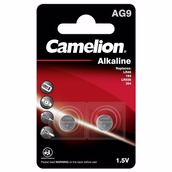 Camelion LR45 / AG9 / LR936 1,5V Alkaline Plus batterier (2 stk.)