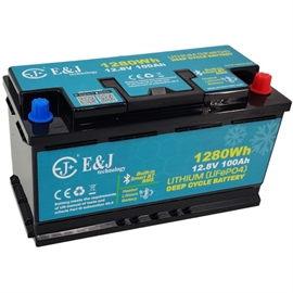 E&J litiumbatteri 12 volt 100Ah (Bluetooth + VARME)