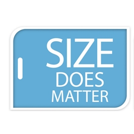 Blå bagasjemerke "Size Does Matter" 