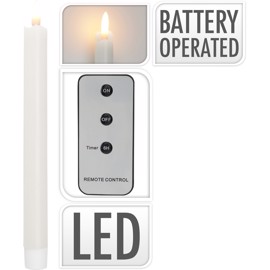 LED Kronelys med Fjernkontroll hvit, 2 stk.