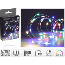 LED lyskjede Silverwire 100 LED Multifarget (495 cm)