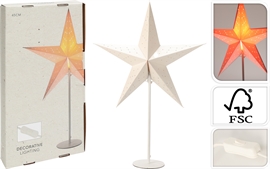 Hvit Julestjerne med Lys på Fot H: 65 cm, 220V