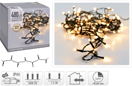 Lyskjede med 480 lysdioder varmhvit (36 meter)