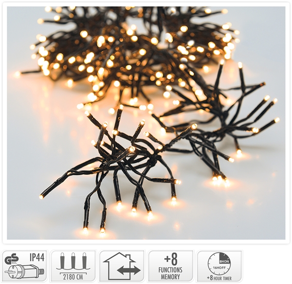 LED Lyskjede Cluster 3000 LED 22 m, Varmhvit