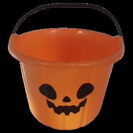 Halloween gresskarbøtte med 10 LED-lys – 22,5 x 17 cm, oransje