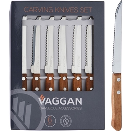 Steakkniver med Brunt Treskaft, Sett med 6 stk.