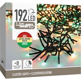 LED-lyskjedeklynge 192 LED 3 farger (4,5 meter)