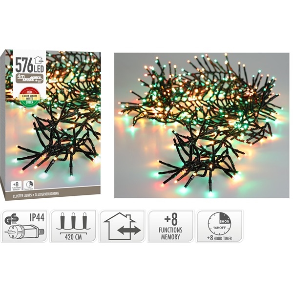 LED-lyskjedeklynge 576 LED 3 farger (4 meter)
