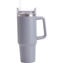 EH Termokrus med lokk, sugerør og håndtak 1200 ml., Grå