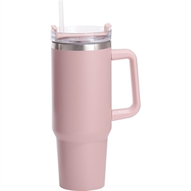 EH Termokrus med lokk, sugerør og håndtak 1200 ml., Dusty Pink 