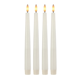 LED-stearinlys med 3D-flamme og fjernkontroll Hvit H: 24,5 cm, 4 stk. 