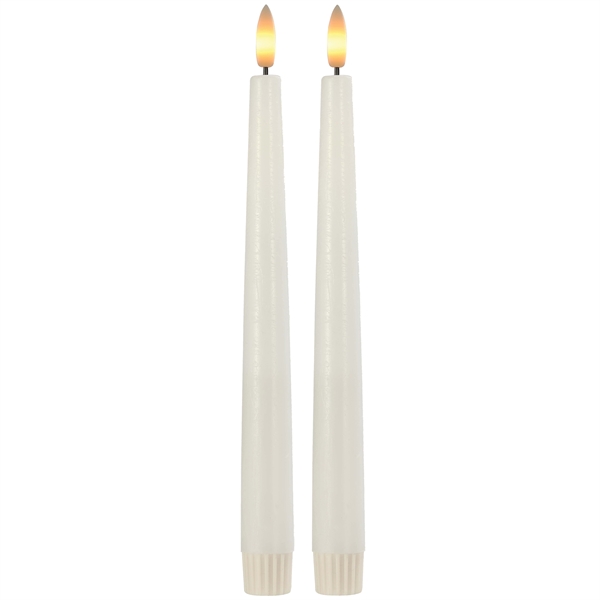 LED Stakelys med 3D-Flamme Hvit H: 34 cm, 2 stk.