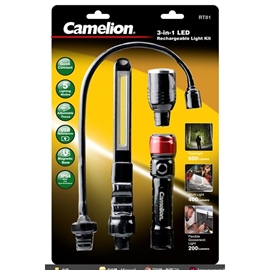 Camelion RT81, 3-i-1 oppladbar LED-lommelykt, 600 lumen