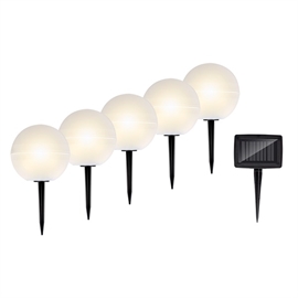 Grundig LED Solcellelamper, Kuler med Spyd, Sett med 5 stk.