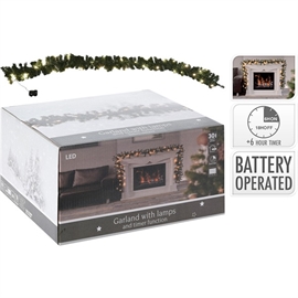 Kunstig Grangirlander med 30 LED-Lys og Timerfunksjon, 270 cm