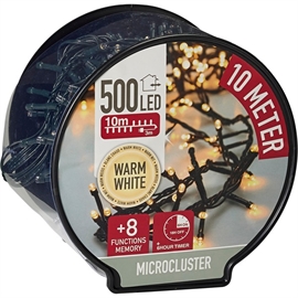 Mikroklyngelyslenke 500 LED – Varmhvit, 10 meter