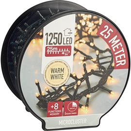LED mikroklyngelyslenke med 1250 LED-lys og Timer 25 m, Varm Hvit