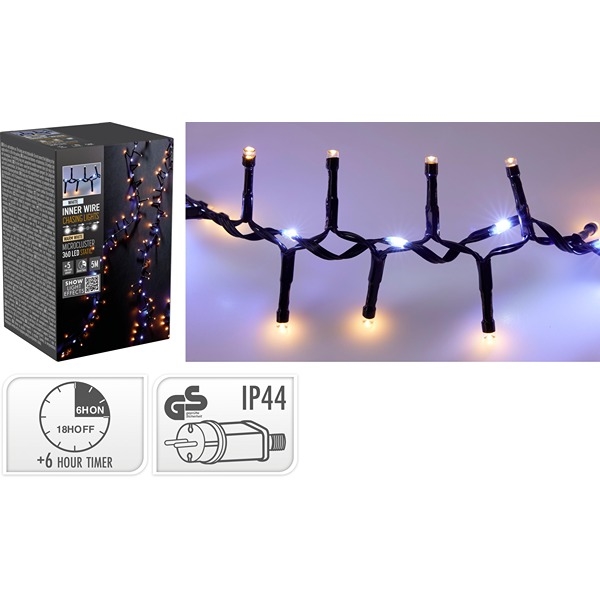 Snake LED-lyslenke med Fossefallseffekt 360 LED 5 m, Varm og Kald Hvit
