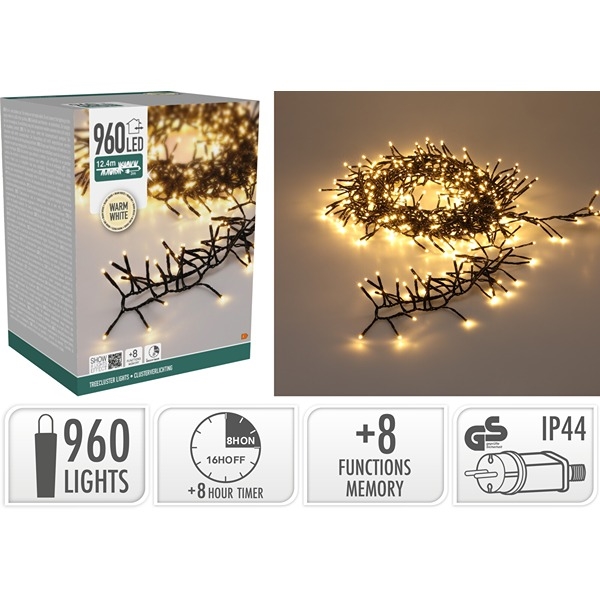LED Treecluster String Lights 12,4 m 960 LED, Varmhvit 