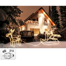 LED Reinsdyr med Slede, Varm Hvit