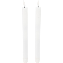  LED vokskronelys med 3D-flamme med fjernkontroll og timer, hvit, 2 stk.