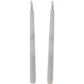 LED-vokslys med 3D-flamme hvitt H: 27 cm, 2 stk.