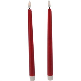 LED-vokslys Med 3D-flamme Rød H: 27 cm, 2 stk.