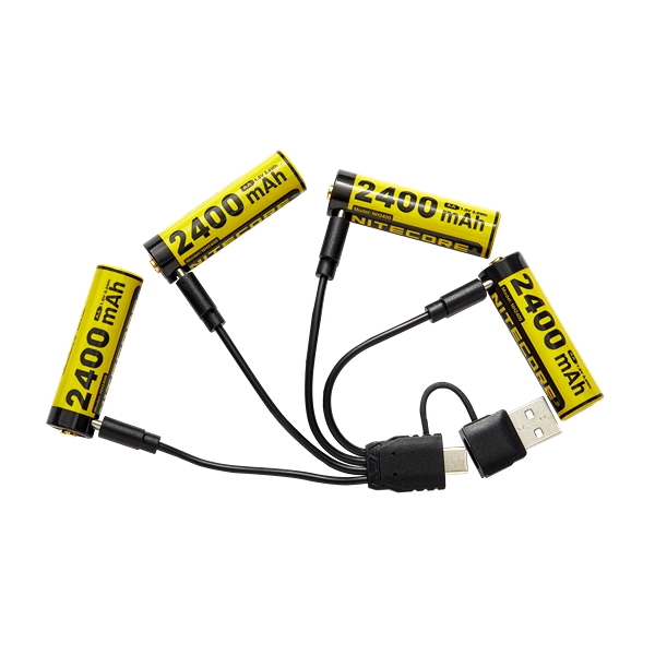 Nitecore oppladbare batterier AA 2400mAh, 1,5 V - USB-C oppladbar 