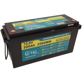 E&J litiumbatteri 12 volt 200Ah (Bluetooth + HEAT)