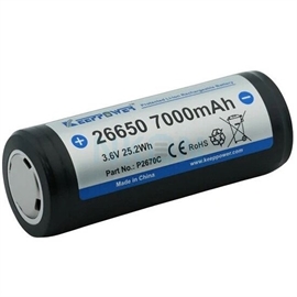 Keeppower 26650 P2670C 3,6 volt Li-ion-batteri 7000 mAh med sikkerhetskrets