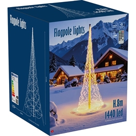 LED Lysslynge til Flaggstang, Høyde 8 m 1440 LED, Varm Hvit