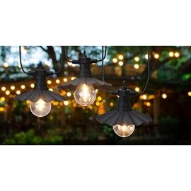 LED Party Lyslenke 2,5 m, 6 LED Filament Pærer med Bølgeformede Skjermer, Varm Hvit