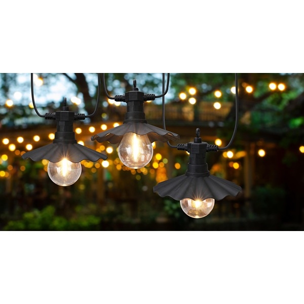 LED Party Lyslenke 2,5 m, 6 LED Filament Pærer med Bølgeformede Skjermer, Varm Hvit