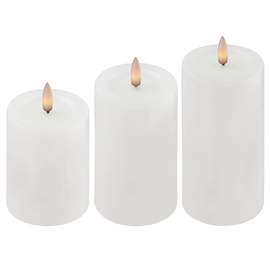 3-pakning utendørs LED blokklys 7,5 x 10, 12,5 og 15 cm, hvit