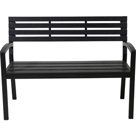 Hagebenk i Sort Polywood med Armlen, Lengde 115 cm 