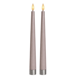LED Stagelys 2stk. 24cm vokslys med fjernkontroll, grå