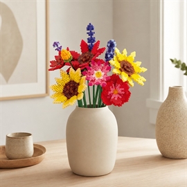 Perleblomster bukettsett med 10 Solsikke-blomster - DIY-sett