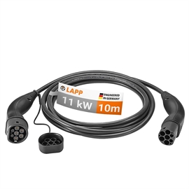 Type 2 Ladekabel Svart 10M 11kw