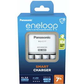 Panasonic Eneloop BQ-CC17E batterilader + 4 x AA Eneloop Pro