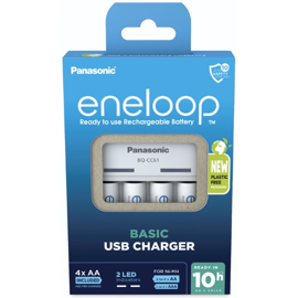 Panasonic Eneloop BQ-CC61E batterilader + 4 AA batterier